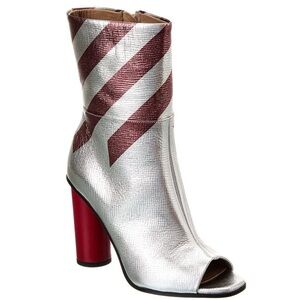 Anya Hindmarch Silver and Red Heeled Boots